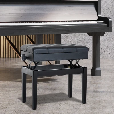 HOMCOM Panchina da Pianoforte 54.5cm x 33cm x 58cm Nero