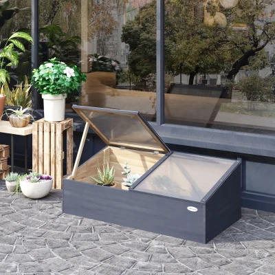 Outsunny Wooden Mini Greenhouse Light Grey 100x50x36cm