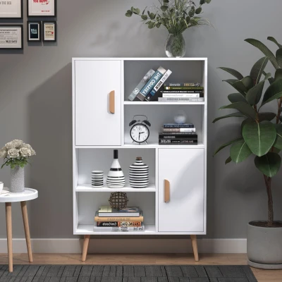 HOMCOM Bibliothèque 80x24x123cm Bois Blanc Scandinave
