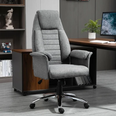 HOMCOM Fauteuil Bureau Ergonomique Pivotant Gris