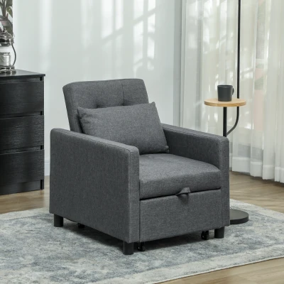 Chair Bed 69W x 84D x 84Hcm Dark Grey