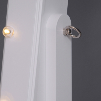 HOMCOM Espejo Joyero con 20 Luces LED Armario Joyero Reclinable con Guardajoyas Anillos Pendientes Collares 40x37x146 cm Blanco(m-7)