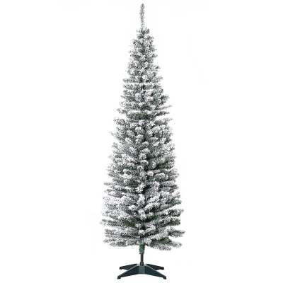 HOMCOM Albero di natale 55cm x 55cm x 180cm Verde, Bianco