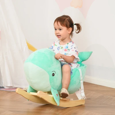 HOMCOM Cavallo a dondolo 60cm x 33cm x 50cm Verde