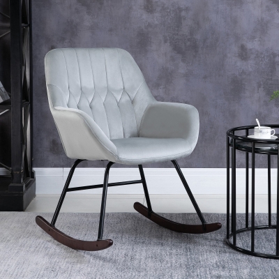 HOMCOM Rocking Chair Steel Frame Grey and Black