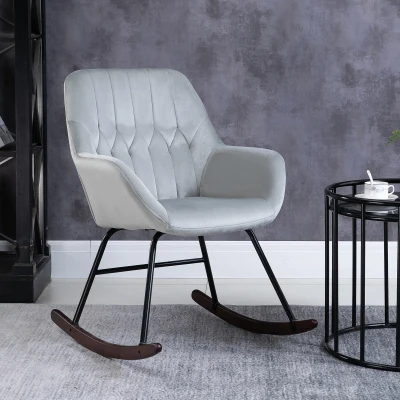 HOMCOM Rocking Chair Steel Frame Grey and Black