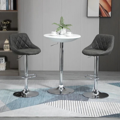 HOMCOM Set 2 sgabelli da bar 46cm x 48cm x 104cm Grigio Scuro