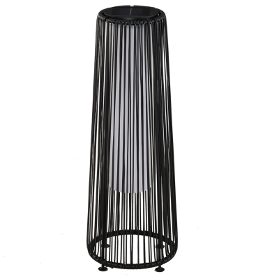 Outsunny Lanterna Solare da Giardino in Rattan Ø21.5x61cm Nero