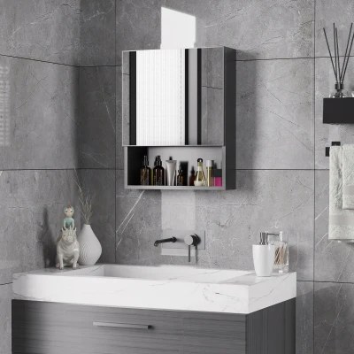 kleankin Miroir Salle Bain Acier Noir 46x58cm