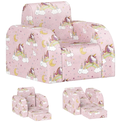 AIYAPLAY Foldable Toddler Chair Soft Snuggle Sponge Filled for Bedroom Playroom, Aged 18 Months to 3 Years - Pink
