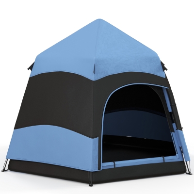 Outsunny 4-Man Hexagon Dome Tent Blue & Black