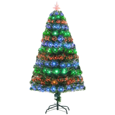 HOMCOM 5ft Prelit Christmas Tree Green with LED Lights