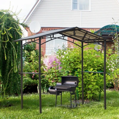 Outsunny Gazebo per BBQ 246cm x 149cm x 230cm Nero