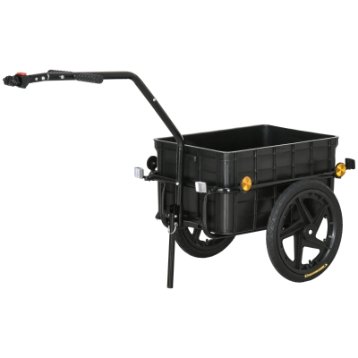 HOMCOM Remorque Vélo Transport Acier Noir Gris 144L x 59l x 80H cm