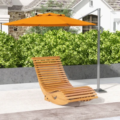 Outsunny Outdoor Schaukelstuhl, Hochlehner, einstellbare Basis, Kiefernholz, 130 x 60 x 60cm, Teak