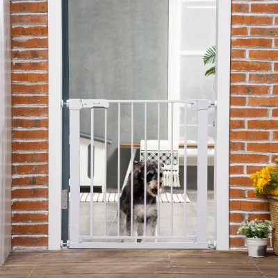 PawHut Adjustable Pet Safety Gate White 76x75-82cm