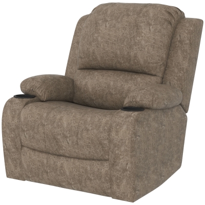 HOMCOM Relaxsessel mit Fußstütze und Liegefunktion, inkl. Getränkehalter, Fernsehsessel, 87 cm x 95 cm x102 cm, Dunkelbraun