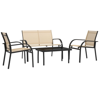 Outsunny Four-Piece Steel Garden Dining Set Beige/Grey