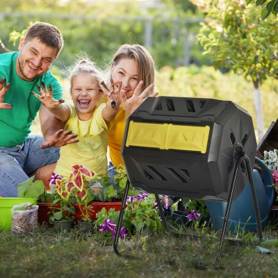 Compost Bin 71L x 65W x 96Hcm Yellow