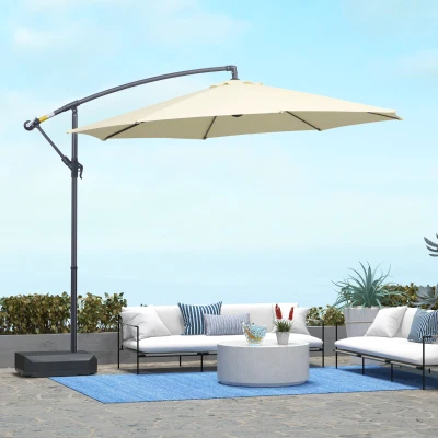 Outsunny Parasol Déporté Ø3m Inclinable avec Base 90L