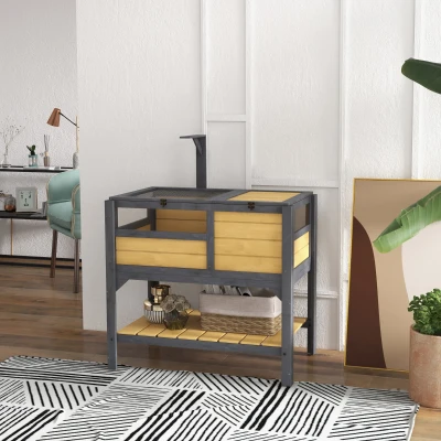 PawHut Wooden Tortoise House with Shelter and Run