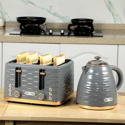 HOMCOM Kettle & Toaster Set 3000W 1.7L Grey