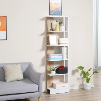 Bibliothèque Étagère Blanc Chêne 45x21x170cm
