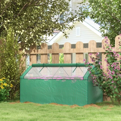 Outsunny Mini-Gewächshaus Frühbeet Foliengewächshaus, wetterbeständig, 180 x 92 x 92 cm, Grün