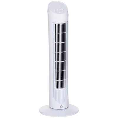 HOMCOM 30" Oscillating Tower Fan 70° 3 Speed White