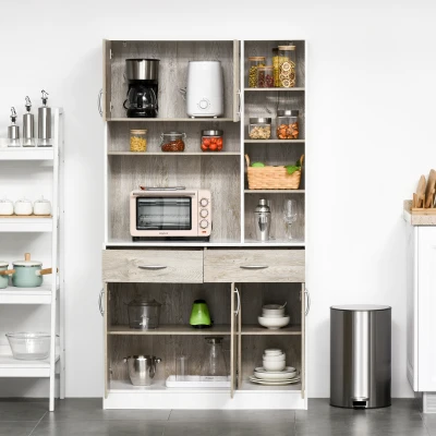 HOMCOM Credenza Cucina 100cm x 39cm x 181.5cm Color Legno