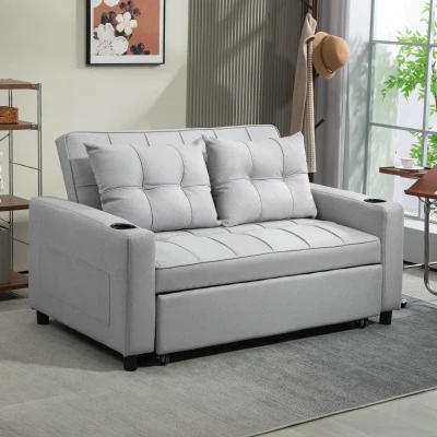 2 Seater Sofa Bed 157W x 90D x 91Hcm Light Grey