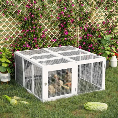 PawHut Conigliera 120cm x 120cm x 60cm Grigio