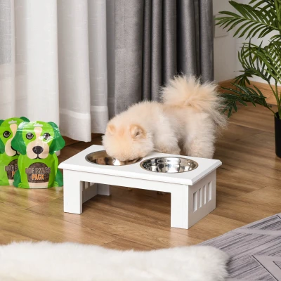 PawHut Ciotole Rialzate per Cani Piccoli e Taglia Media Bianco
