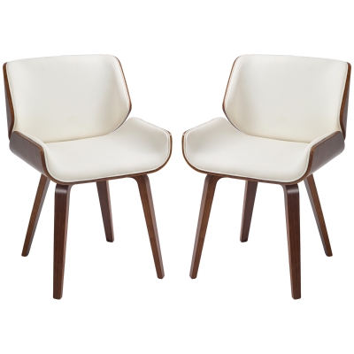 HOMCOM Chaises Salle Manger Vintage Synthétique Blanc Marron 2pc