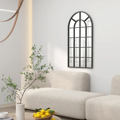 HOMCOM Espejo Decorativo de Pared Moderno Espejo de Pared 65x110 cm Marco de Metal para Salón Entrada Pasillo Negro