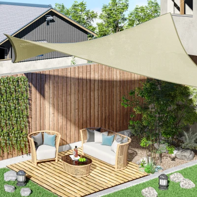 Outsunny Voile Ombrage 3x3m Polyéthylène UV Crème