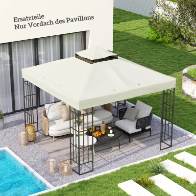 Outsunny 3 x 3 m Ersatzdach für Pavillon, Pavillon-Ersatzplane mit Wasserablauf-Löchern, UPF30+, Sonnenschutz, Hellgrau