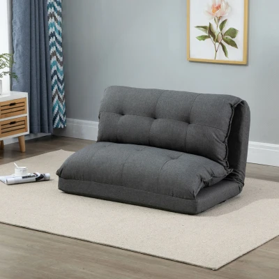 HOMCOM Tiefer Relaxsessel, 13 Positionen, Leinenoptik, Metallstruktur, 100 x 71 x 54 cm, Grau