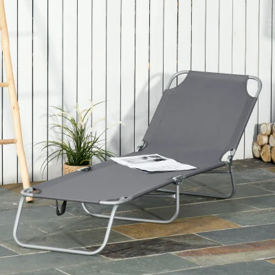 Outsunny Lettino prendisole 187cm x 55cm x 24cm Grigio