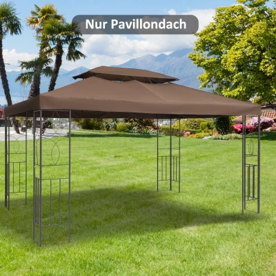 Outsunny Ersatzdach für Gartenpavillons 3x4m Polyester Kaffee