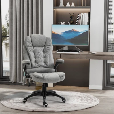 Vinsetto Chefsessel mit Massage- & Wärmefunktion, ergonomisch, verstellbar, bis 120kg, Grau