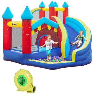 Outsunny Kids Bouncy Castle with Slide & Pool