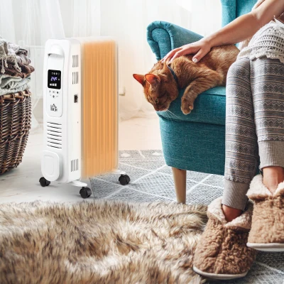 HOMCOM 1500W Portable Oil Filled Radiator Heater White