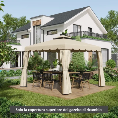 Outsunny Tettuccio di Ricambio per Gazebo 3x3m a 2 Livelli Beige