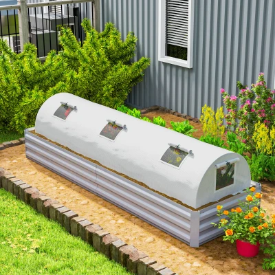 Outsunny Szklarnia Foliowa, Mini Tunelowa z Oknami Siatkowymi, Odporna na UV, Folii Plastikowej, 300 x 80 x 45 cm, Biała