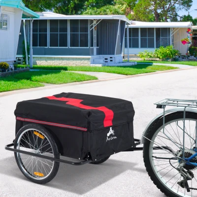 HOMCOM Fahrradanhänger Klappbar Lastenanhänger mit Kupplung,Transportwagen bis 40 kg belastbar, Transportanhänger Anhänger für Fahrrad Handwagen 140 x 88 x 60 cm