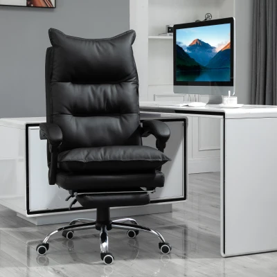 Vinsetto Fauteuil Bureau Ergonomique Repose-Pied PU Noir