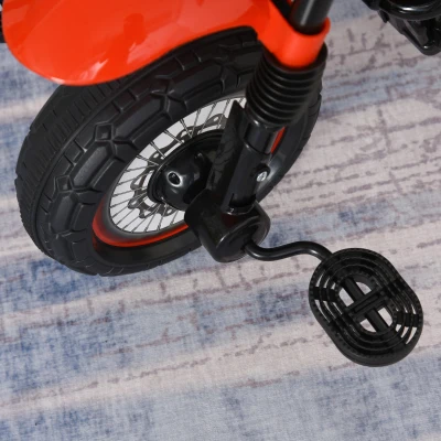 HOMCOM Moto Correpasillos Infantil para Niños de +18 Meses con Apariencia de Moto de Montaña con 3 Ruedas con Luces y Sonido Pedales Diseño Único 71x40x51 cm Rojo(m-9)