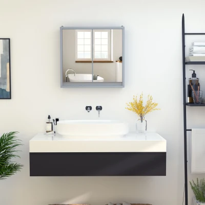 HOMCOM Pensile da bagno 48cm x 14.5cm x 45cm grigio