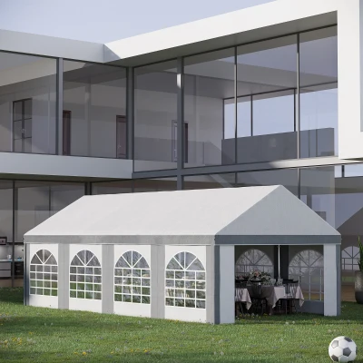 Outsunny 8x4m Galvanised Party Tent Gazebo with Sides